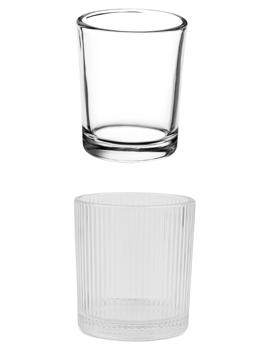 Clear and ribbed glass votive candle holders