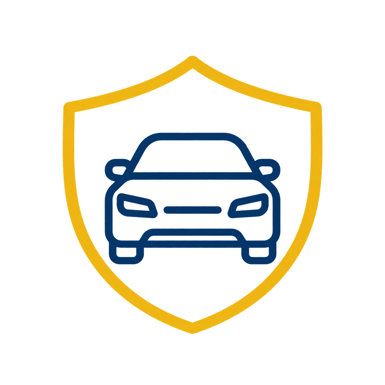 Outline of a car inside a shield symbol, representing vehicle protection or insurance.