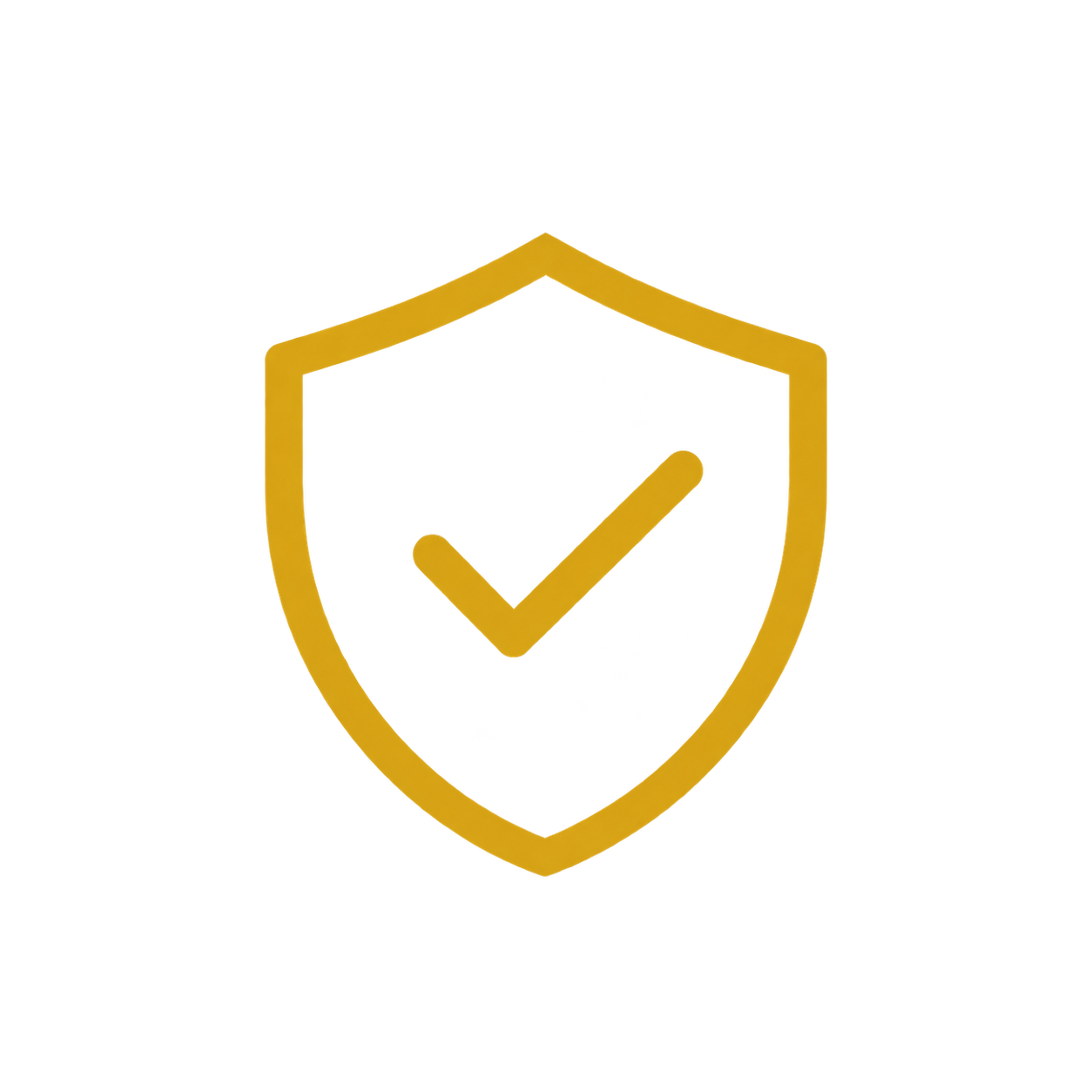 A shield with a checkmark inside, representing security or protection.