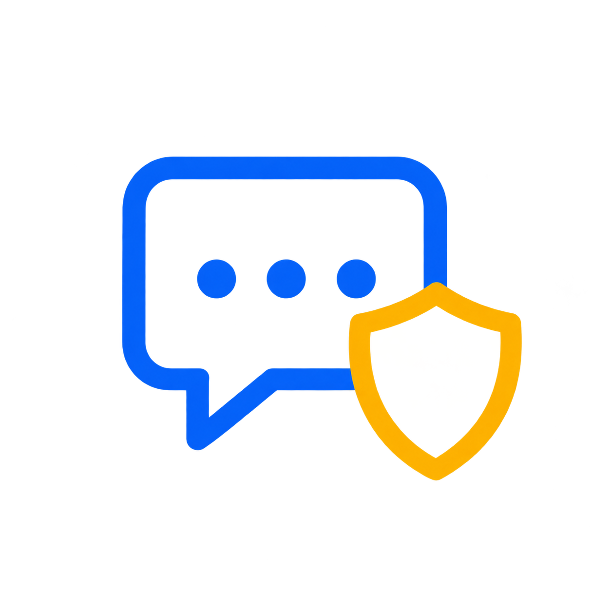 Clear insurance recommendations icon: chat bubble with a shield