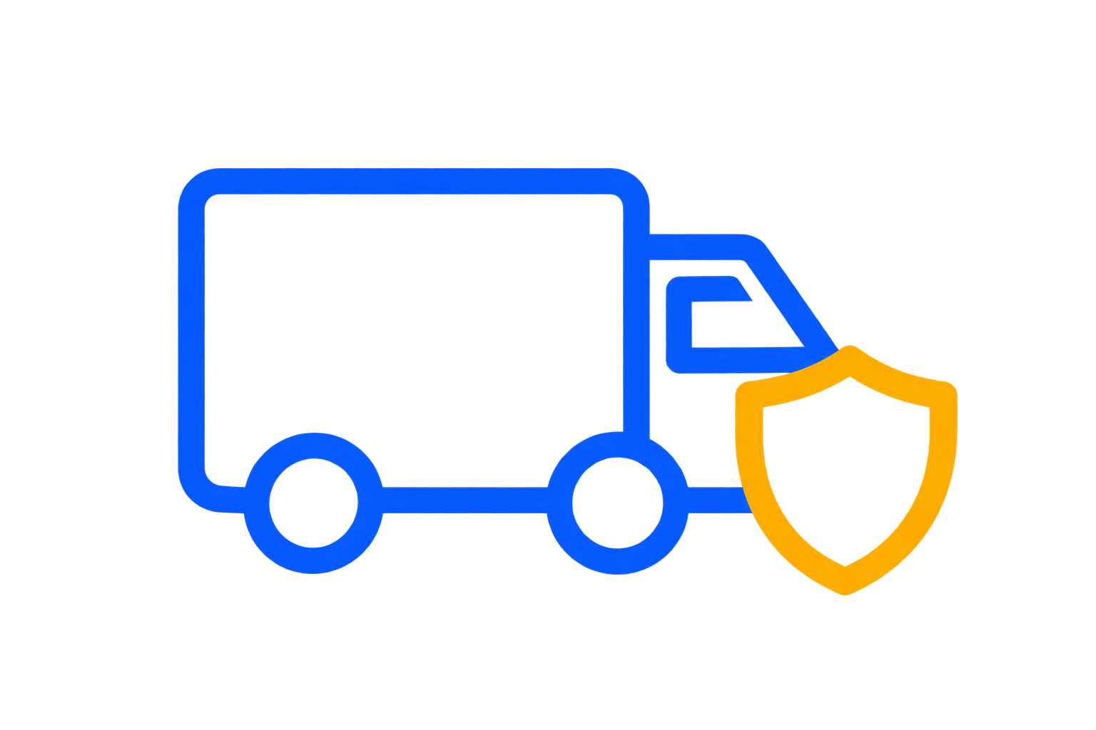 Commercial auto insurance icon: work truck with a protective shield