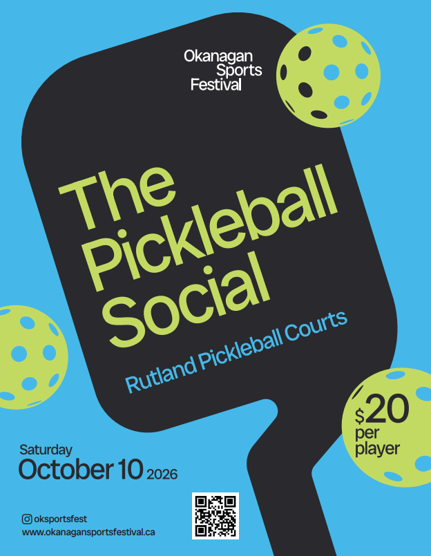 Poster for The Pickleball Social at $20 per player at the Rutland Pickleball Courts on Saturday October 10, 2026