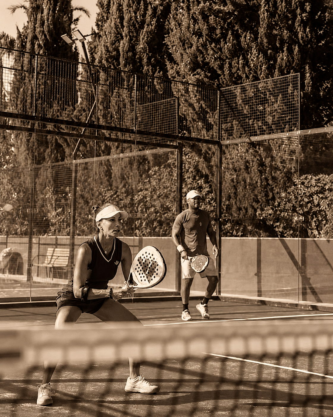 Padel players competing during a Wonderland Padel event