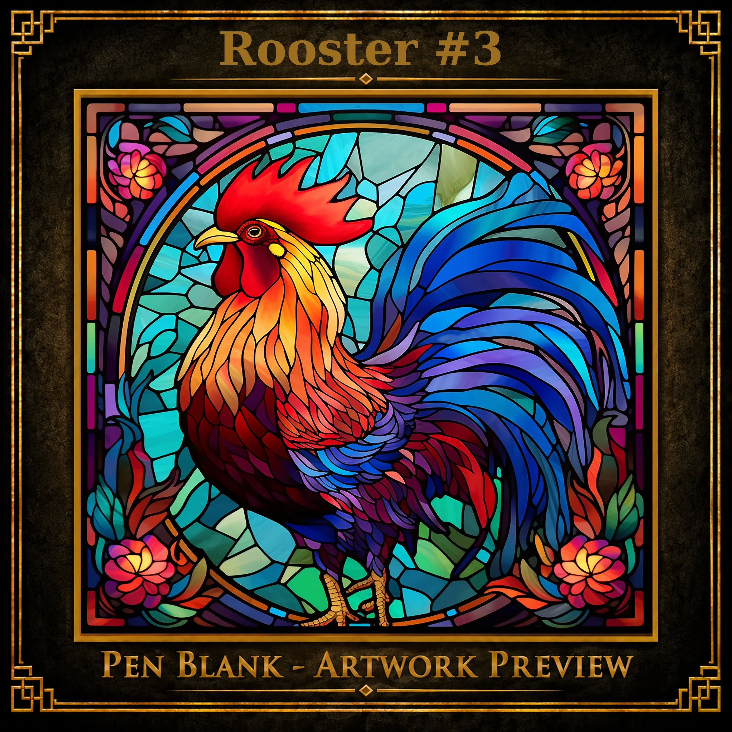 Stained Glass Rooster Alumilite Pen Blank