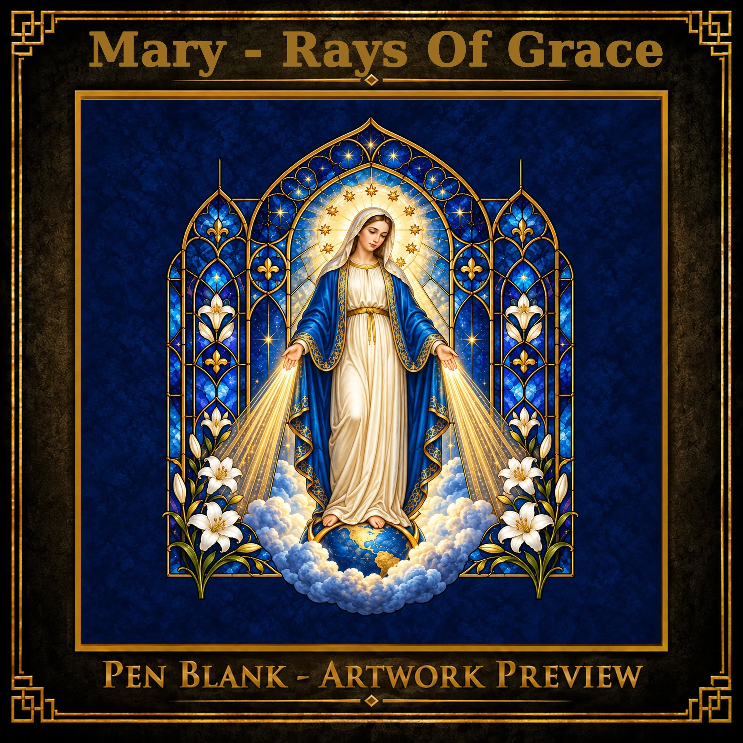 Mary — Rays of Grace | Miraculous Mary Pen Blank | Stained Glass Imagery | Alumilite Resin