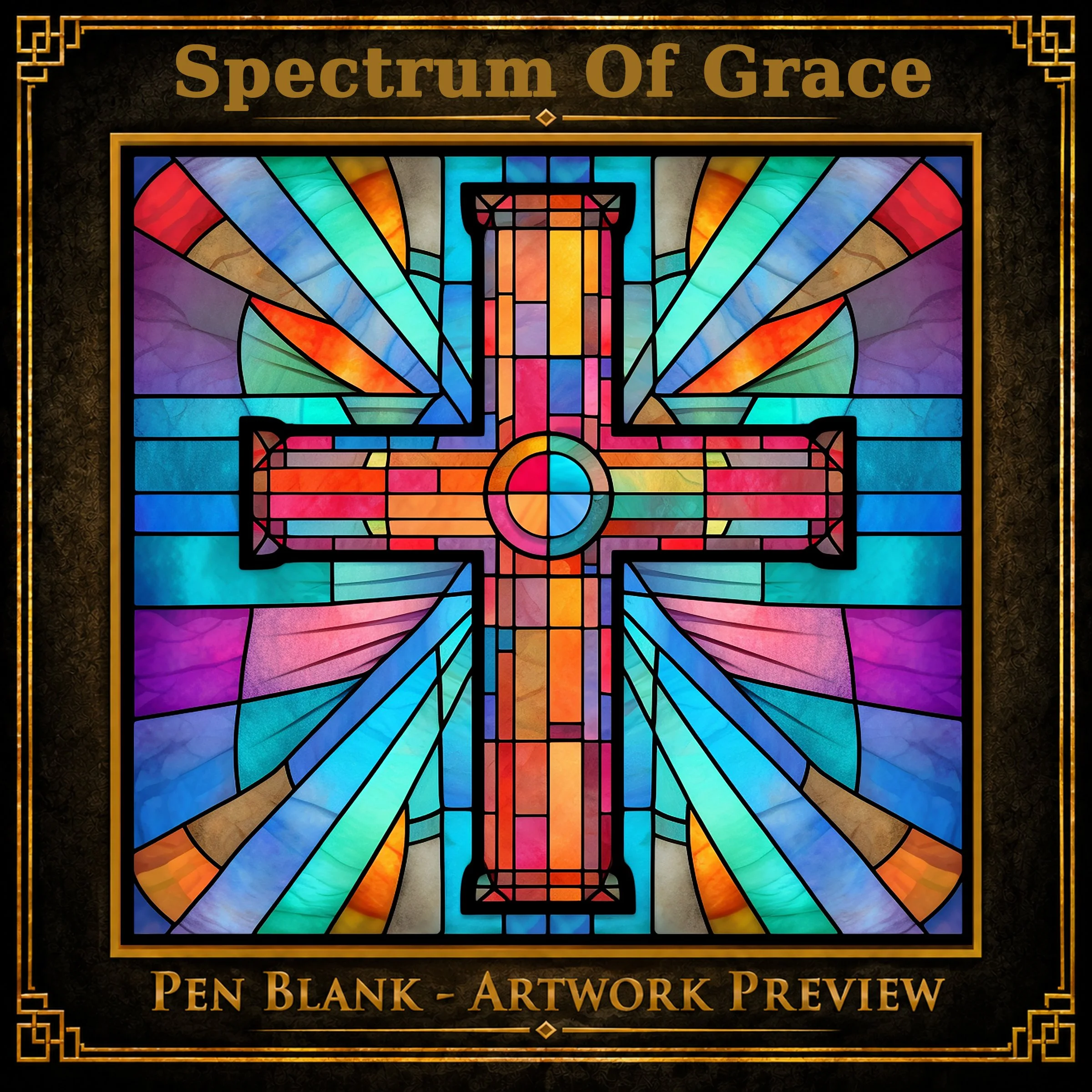 Spectrum of Grace | Cross Pen Blank | Stained Glass Imagery | Alumilite Resin
