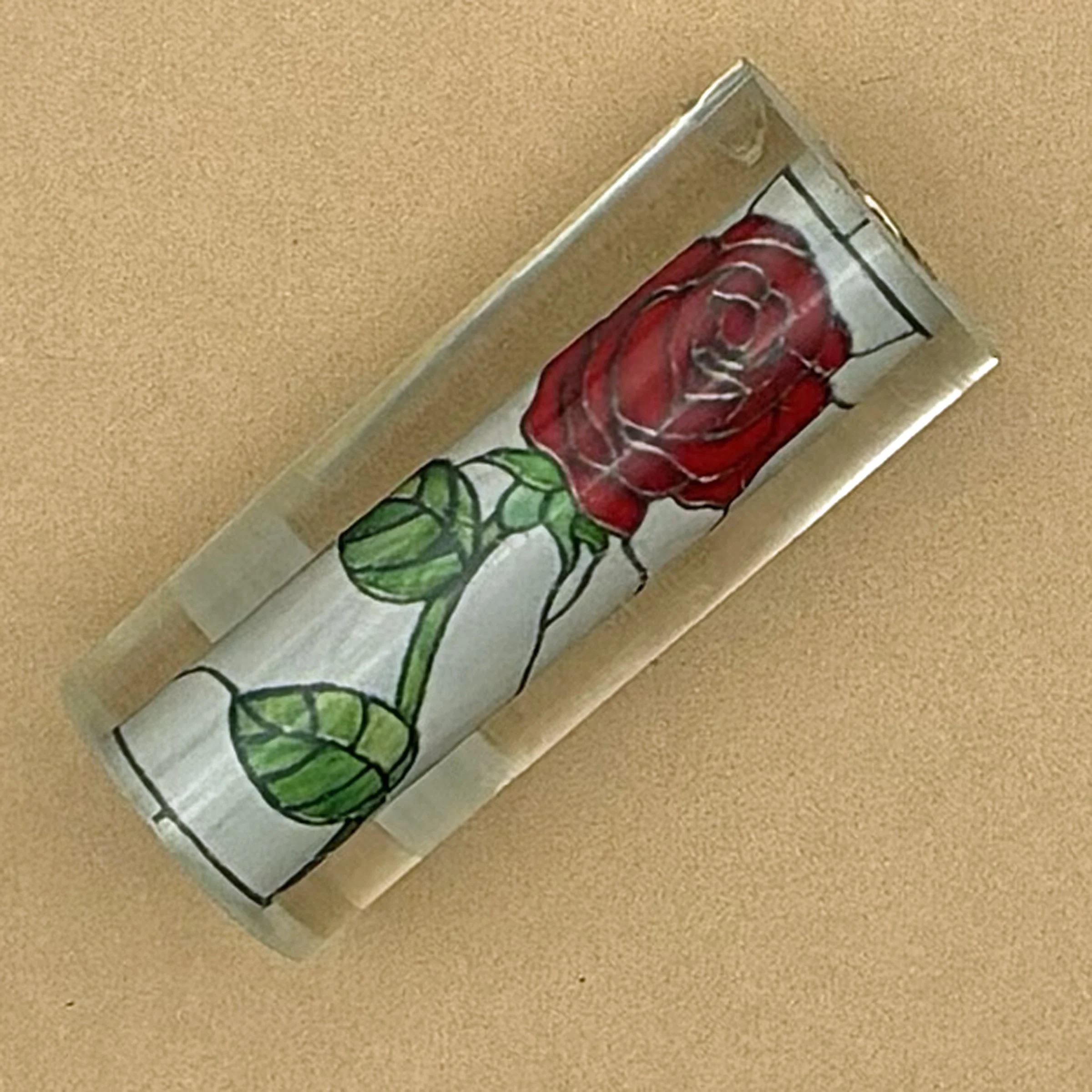 Crimson Bloom — Red Rose Stained Glass Imagery Pen Blank