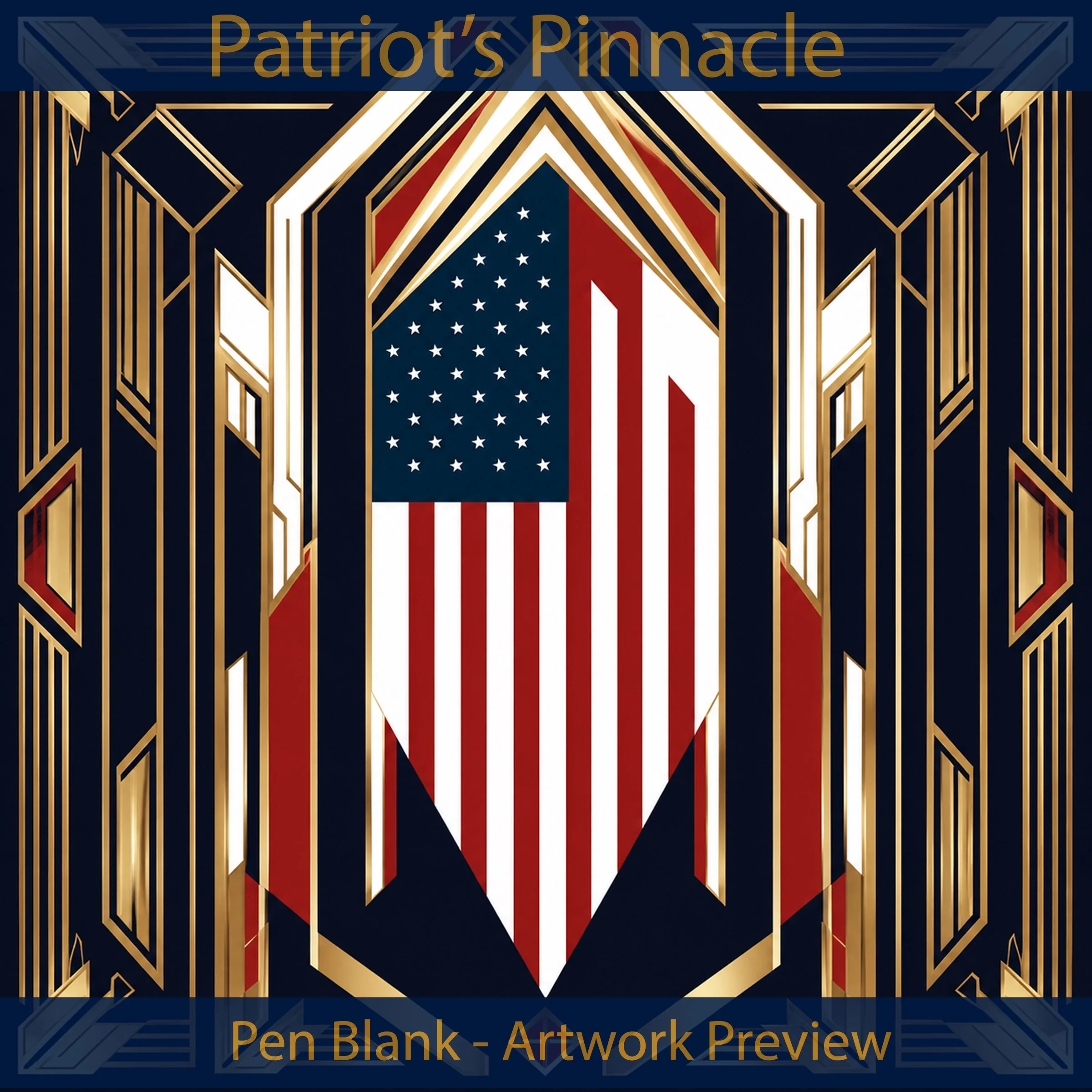 Patriot's Pinnacle Pen Blank | Art Deco American Flag Resin Pen Blank | Patriotic Handcast Pen Blank | USA Pen Turning Blank