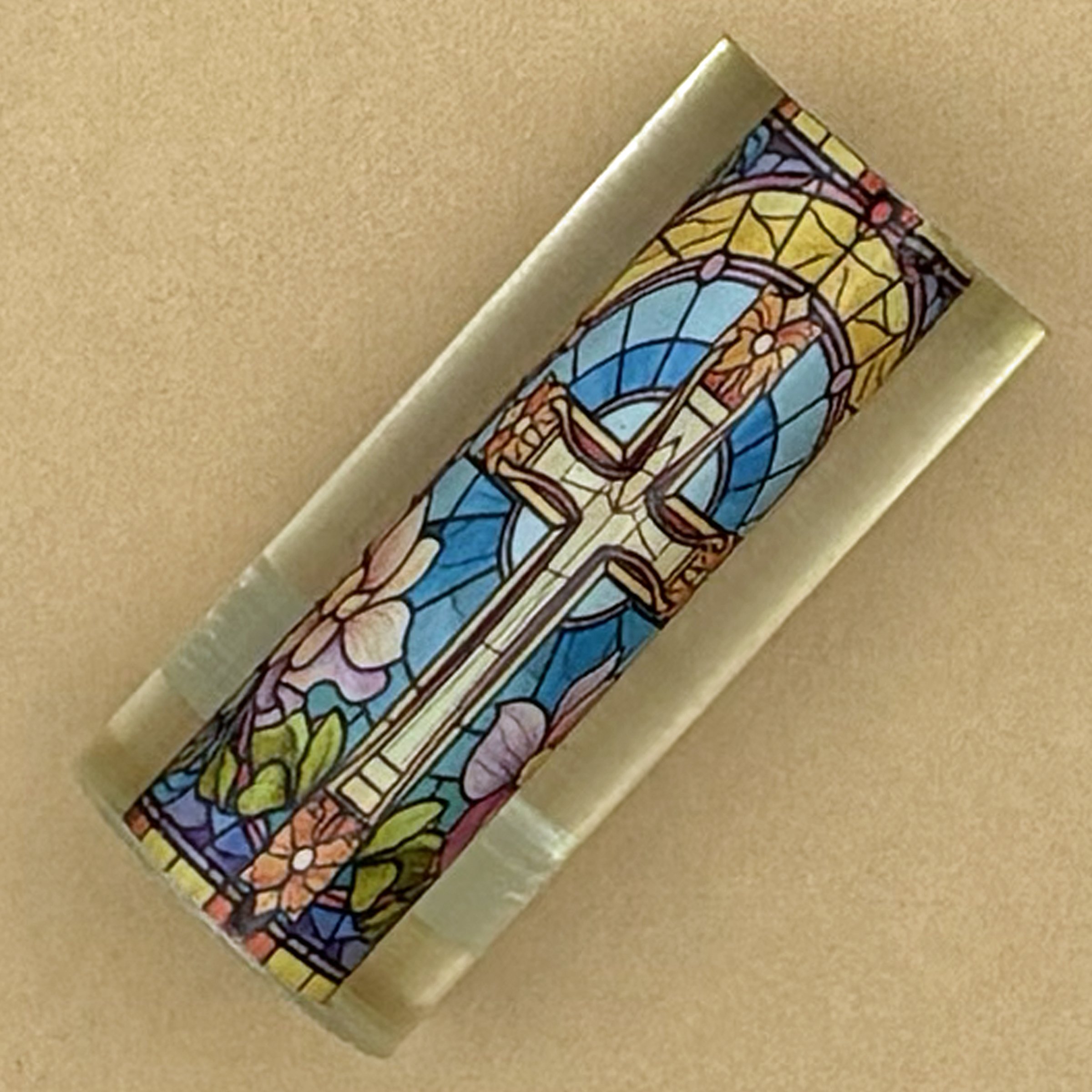 Faith in Full Bloom | Floral Cross Pen Blank | Stained Glass Imagery | Alumilite Resin