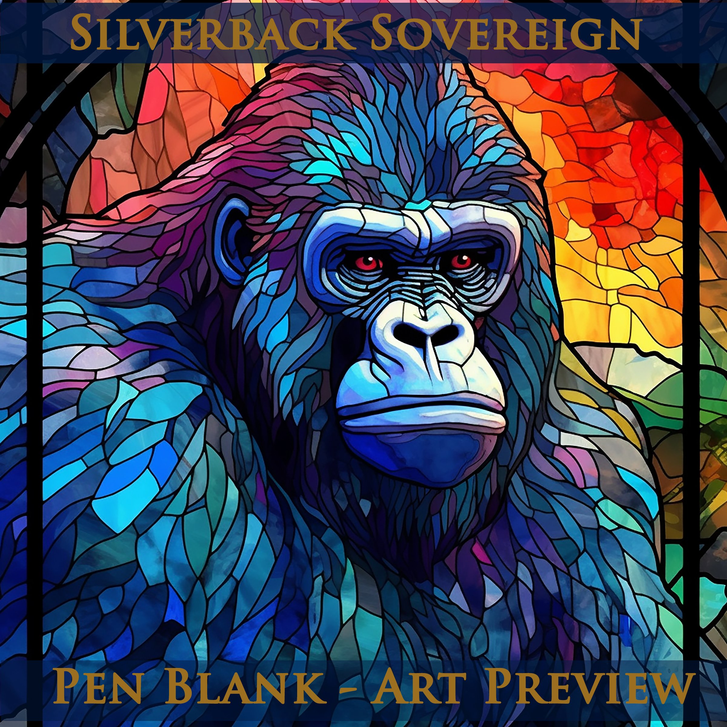 Silverback Sovereign Gorilla Pen Blank | Hand-Cast Stained Glass Imagery In Alumilite