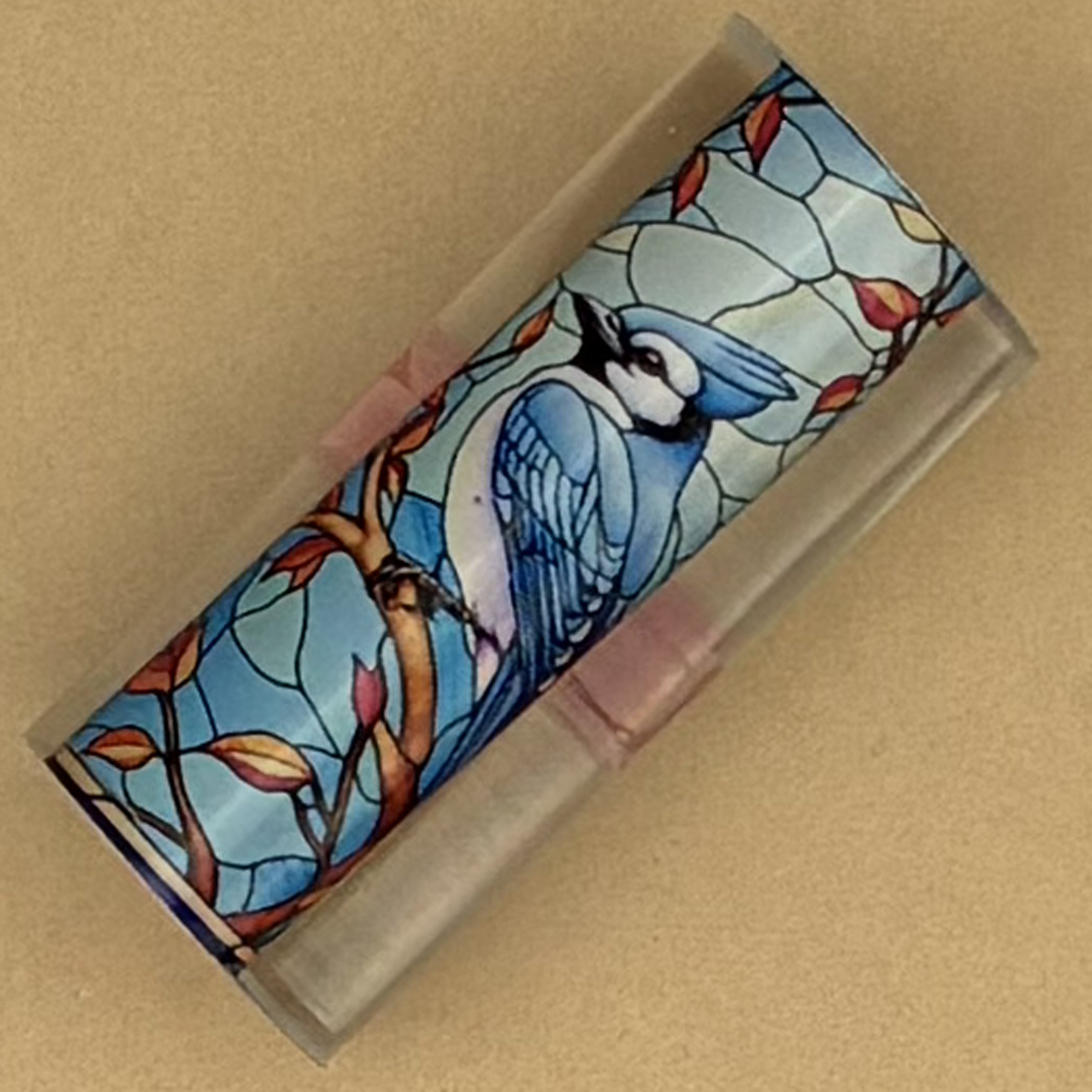 Azure Autumn | Blue Jay Pen Blank | Stained Glass Imagery | Alumilite Resin
