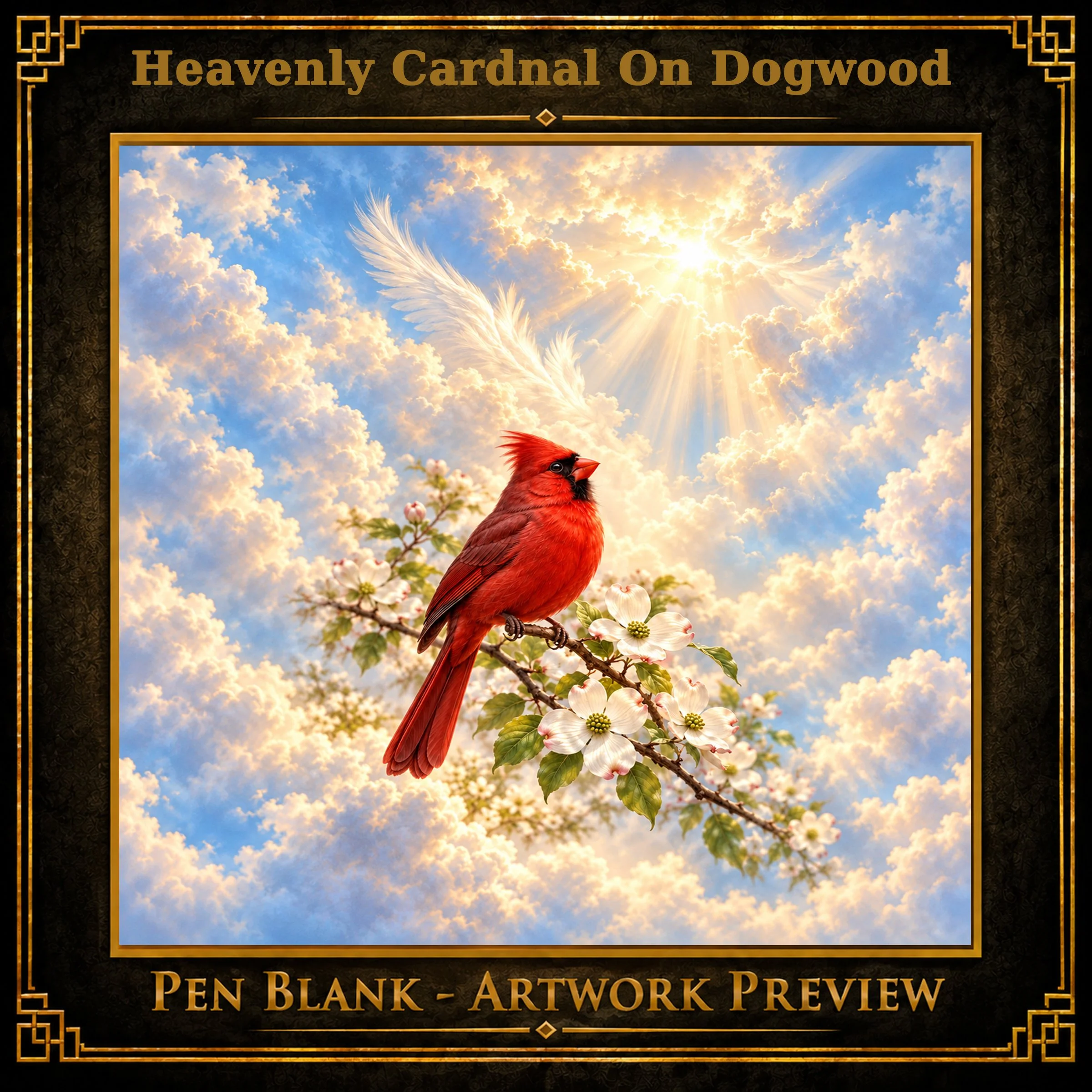 Heavenly Cardinal on Dogwood | Cardinal Pen Blank | Memorial Gift | Alumilite Resin