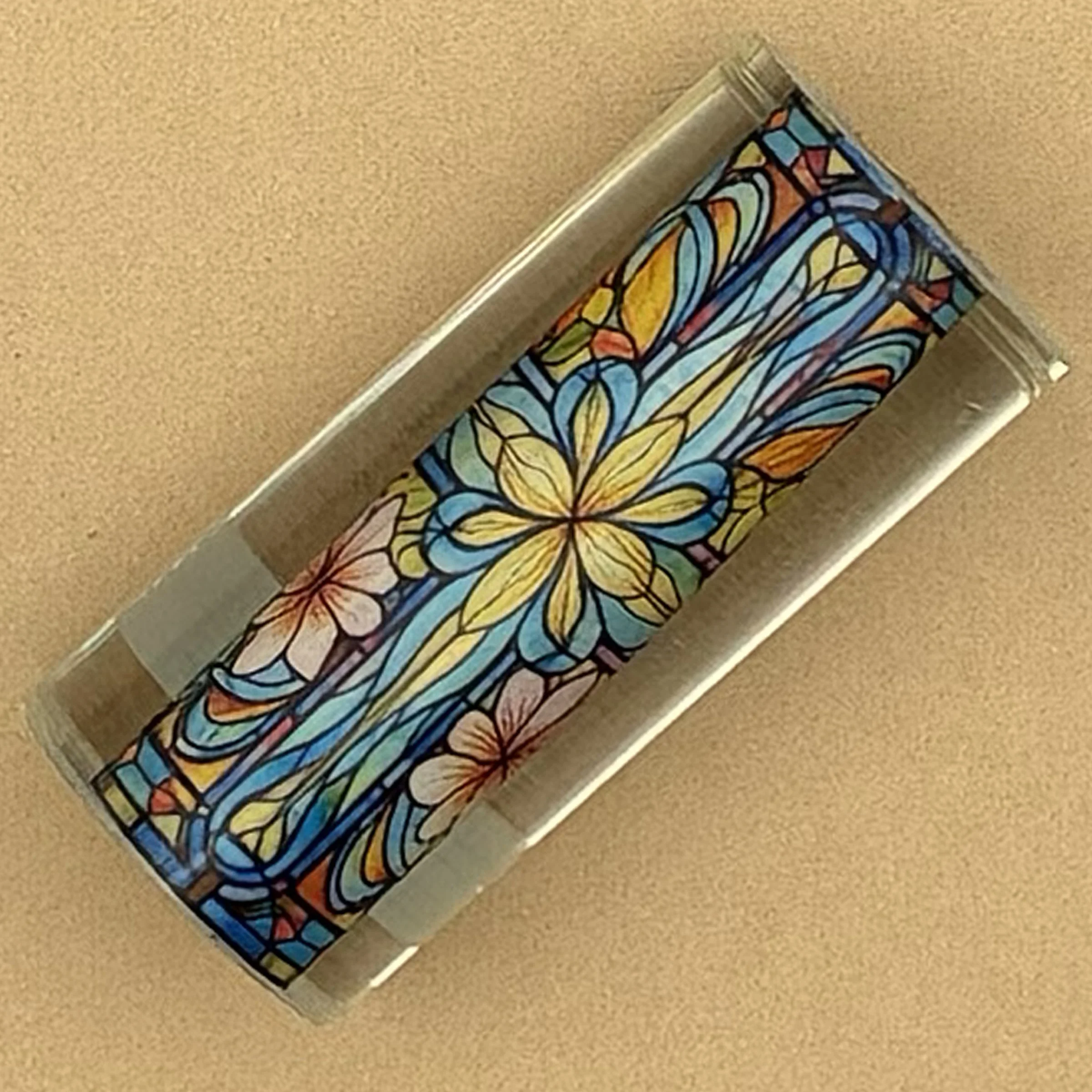 Floral Reverence | Floral Cross Pen Blank | Stained Glass Imagery | Alumilite Resin