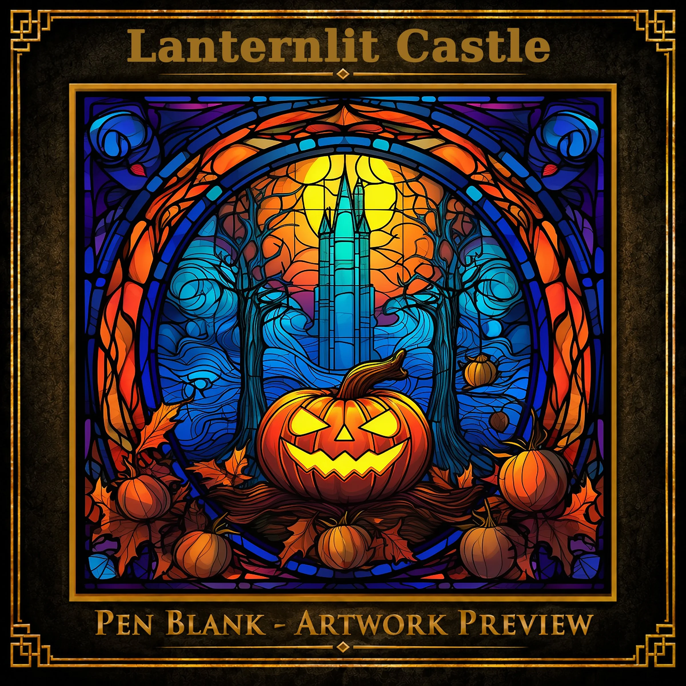 Lanternlit Castle | Halloween Pen Blank | Stained Glass Imagery | Alumilite Resin