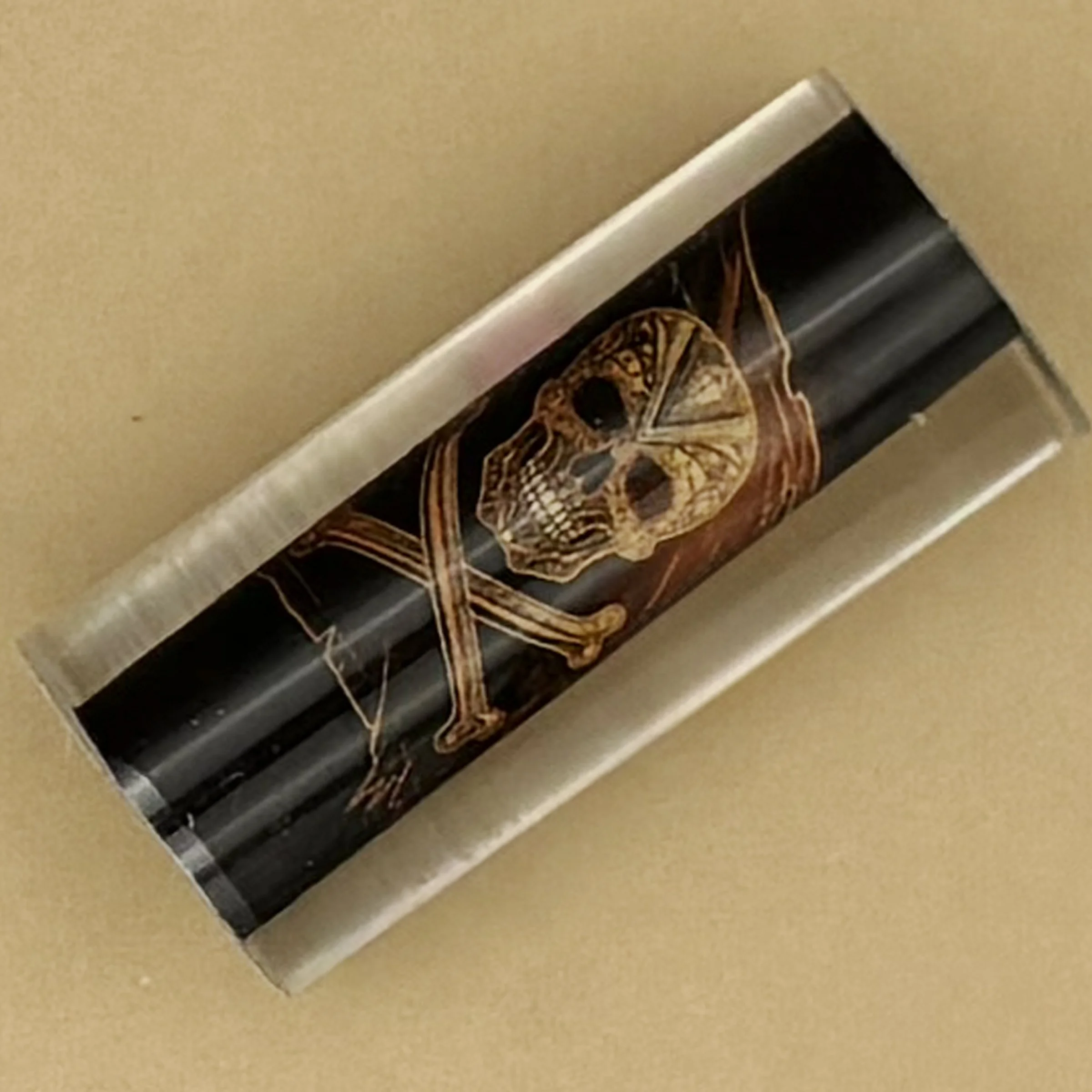 Pen Blank - Pirate Style Jolly Roger Sugar Skull Golden Accents on Black