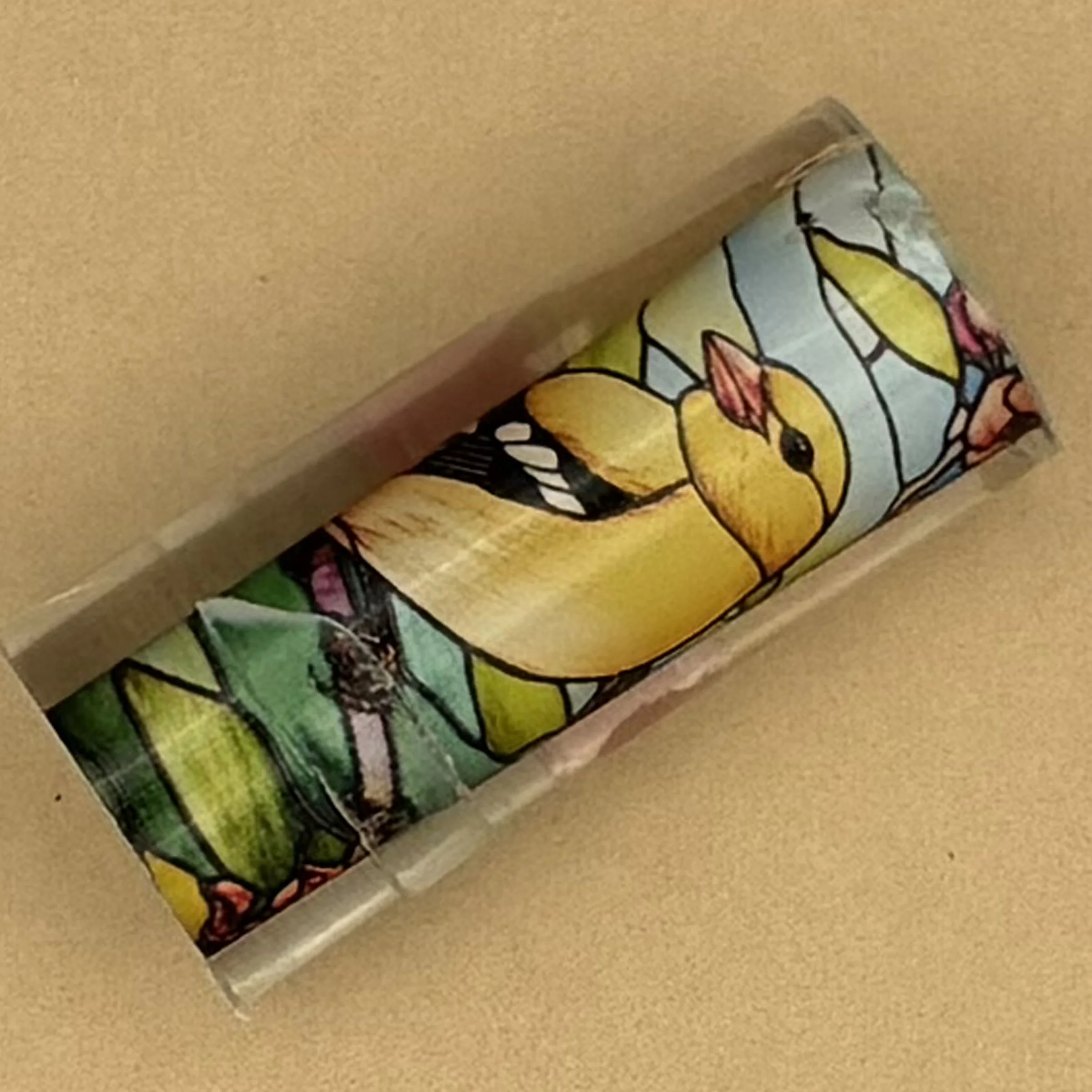 Handmade Alumilite Pen Blank Featuring American Goldfinch and Flowers