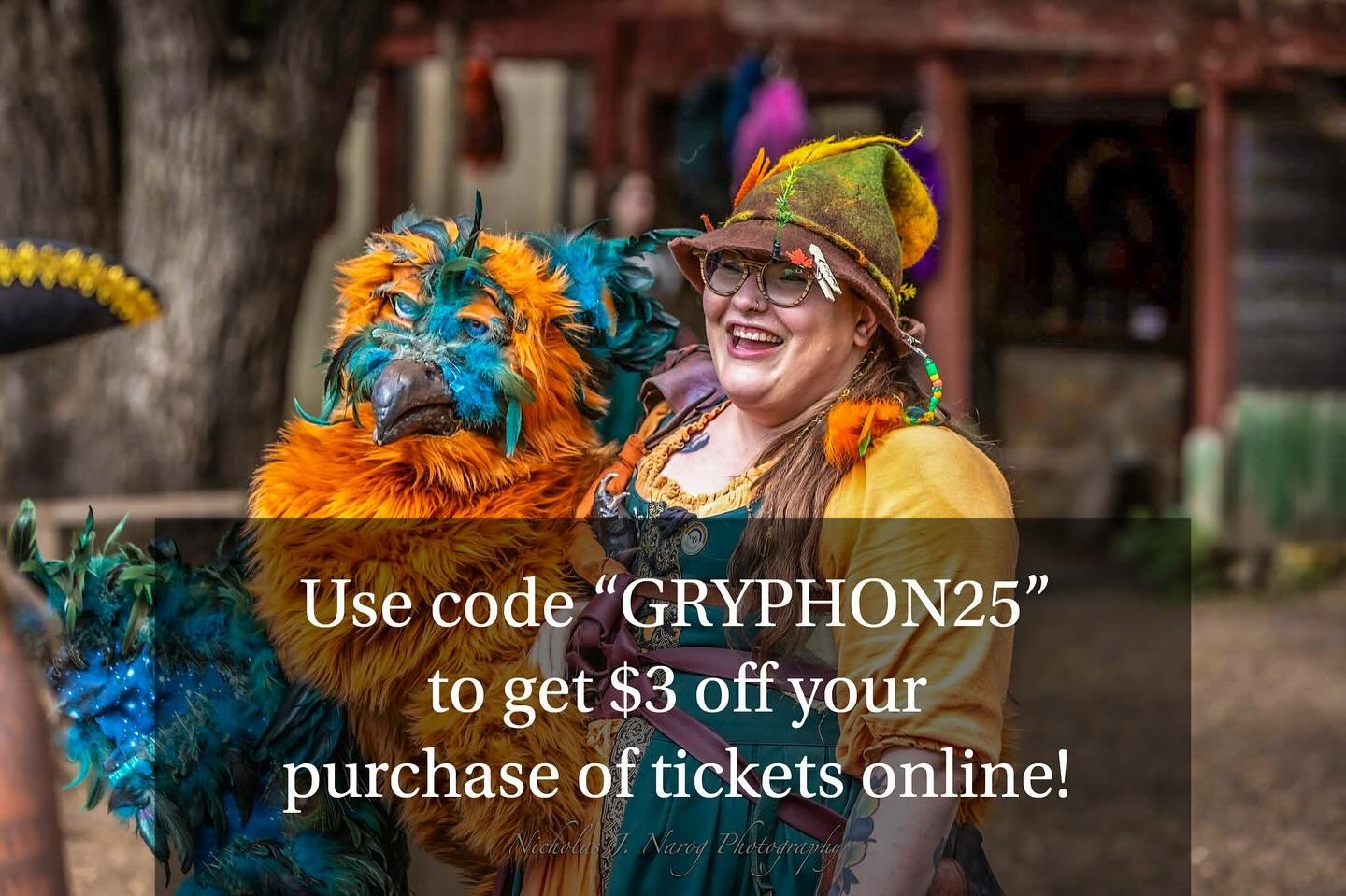 🪶✨ Hear ye, hear ye! ✨🌿

The magic of the Minnesota Renaissance Festival awaits! Use the discount code GRYPHON25 when purchasing your tickets online and receive $3 off your adventure.

Come seek Meabh and Finn among the lanes&mdash;we&rsquo;ll be w