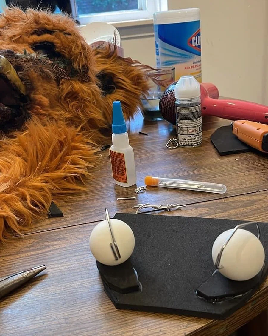 Finn is getting a facelift! 
.
.
.
#puppetry #puppetmaking #gryphon #griffin #puppet #renaissancefestival #renfest #renfaire