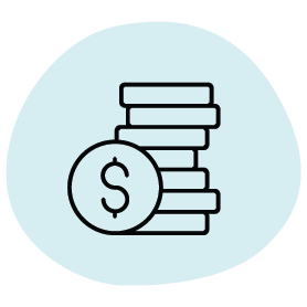 Stack of coins with a dollar sign coin in front