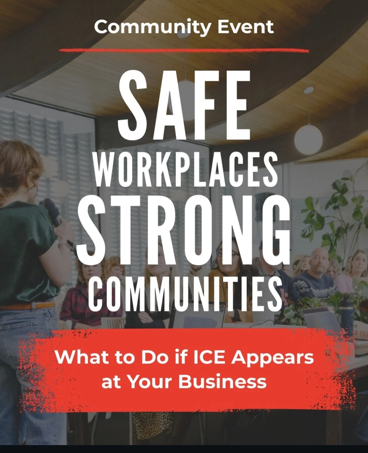 Tonight at @livingroomrealty - a community event about what to do if ICE shows up at your workplace.