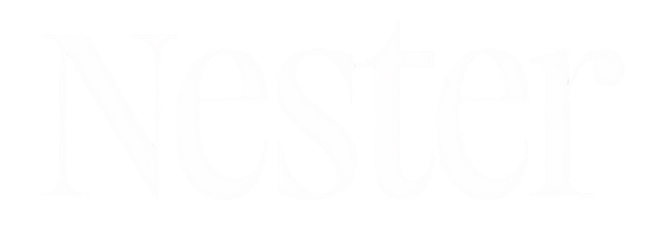 The word 'Nester' in white text on a black background