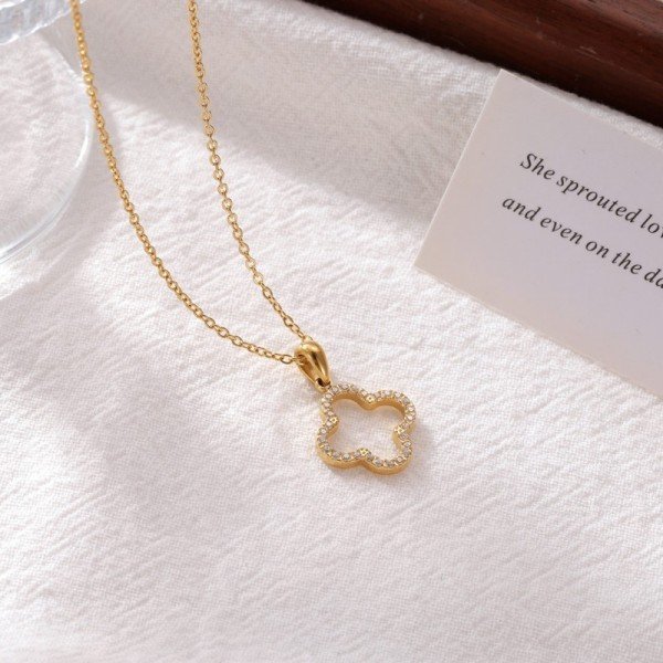 Gold Lucky in Love Clover Necklace