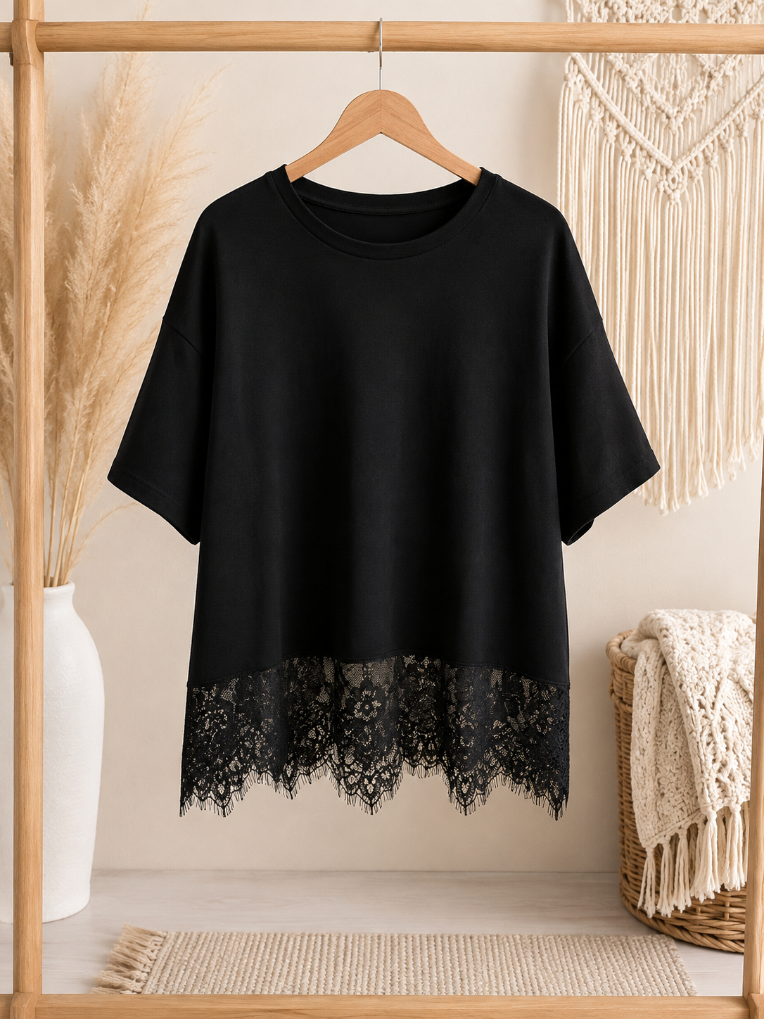 Midnight Lace Hem Tee
