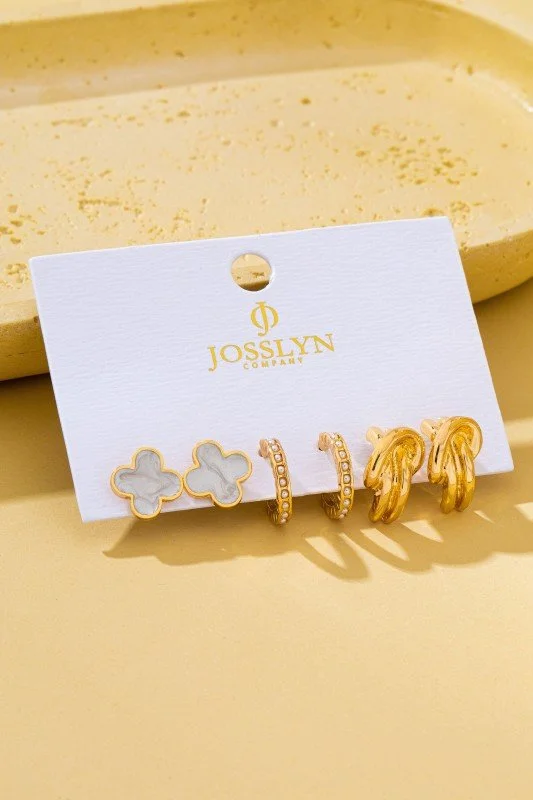 Golden Charm Trio Earring Set