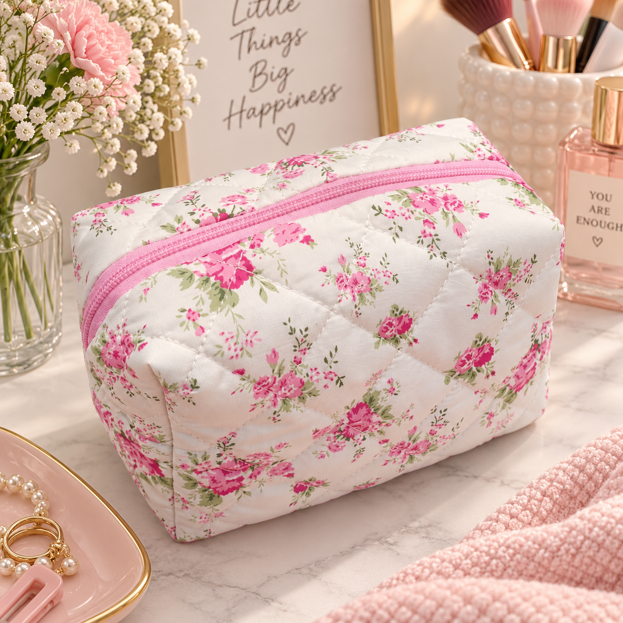 Quilted Makeup Bag