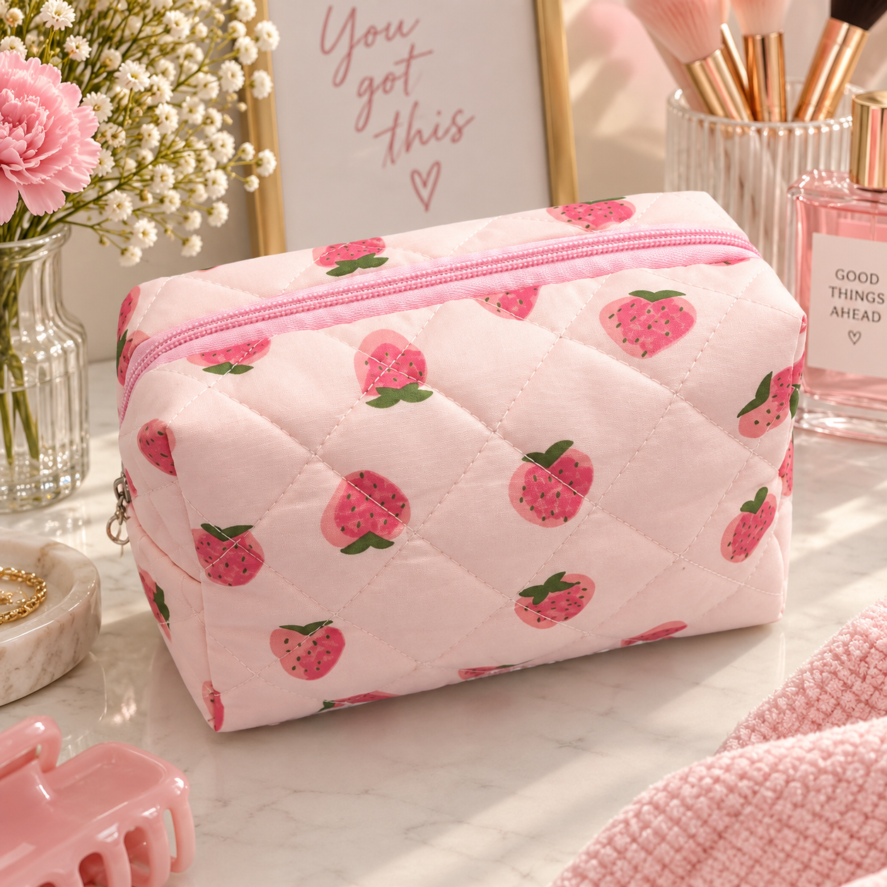 Quilted Makeup Bag
