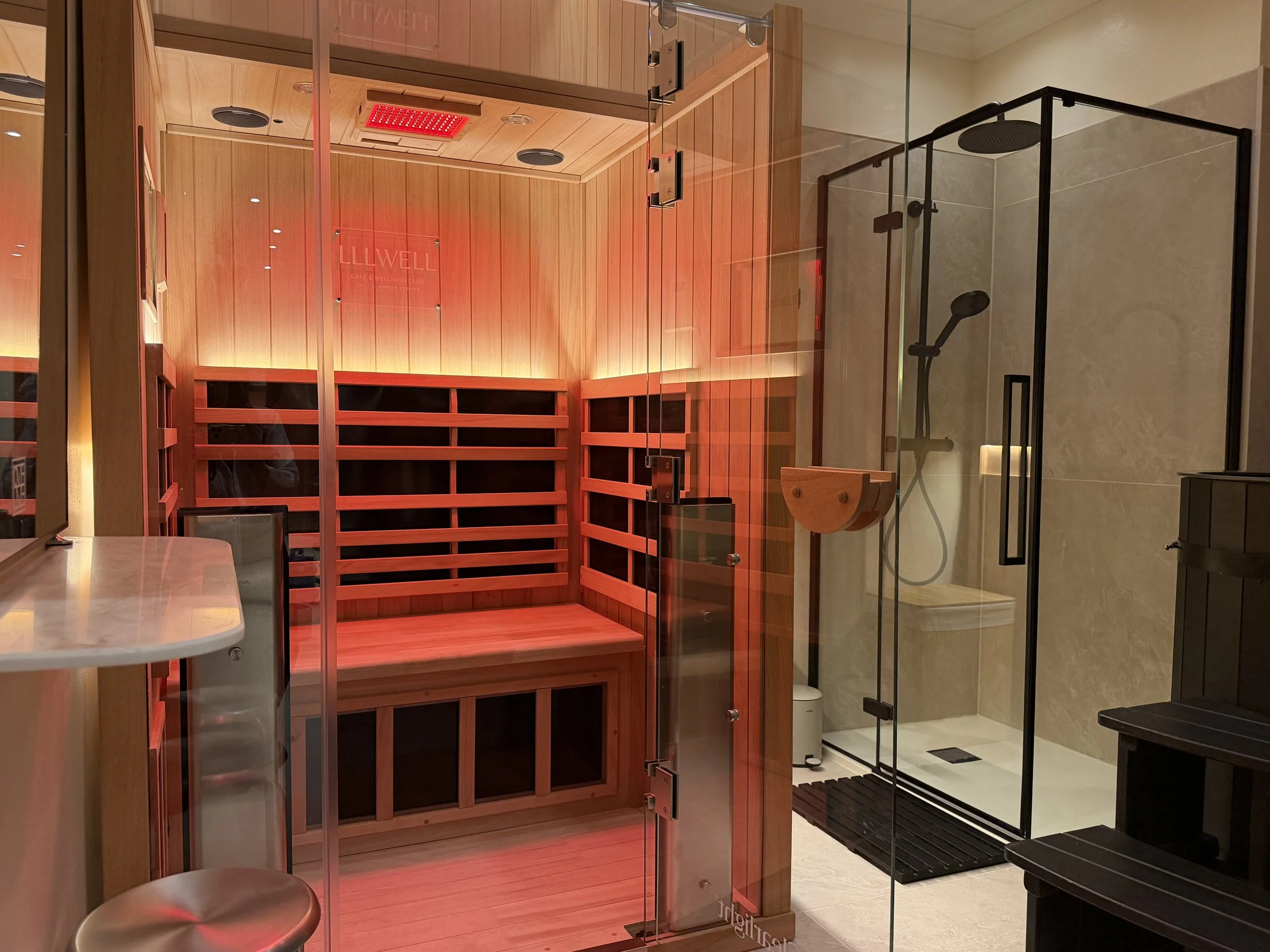 Private Infrared Sauna Suite at LLL Well, Celtic Manor Resort.