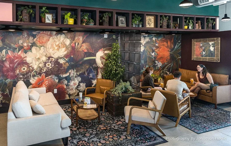 The Library seating area at NOCO Brews & Bites in Raleigh