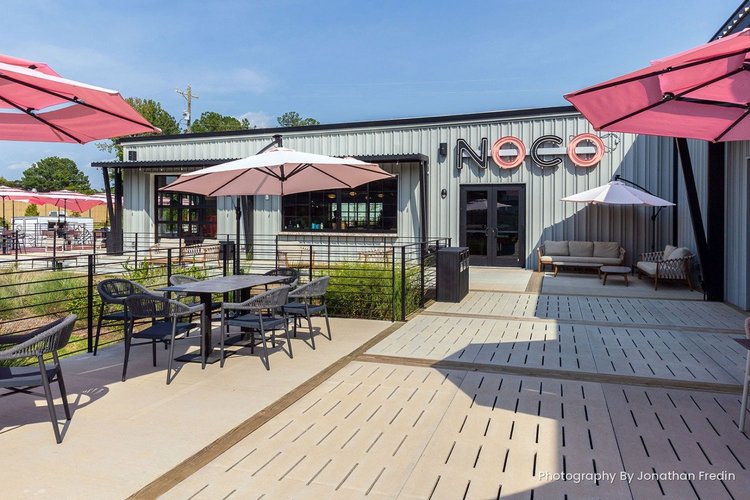 Outdoor patio and gathering space at NOCO in Raleigh