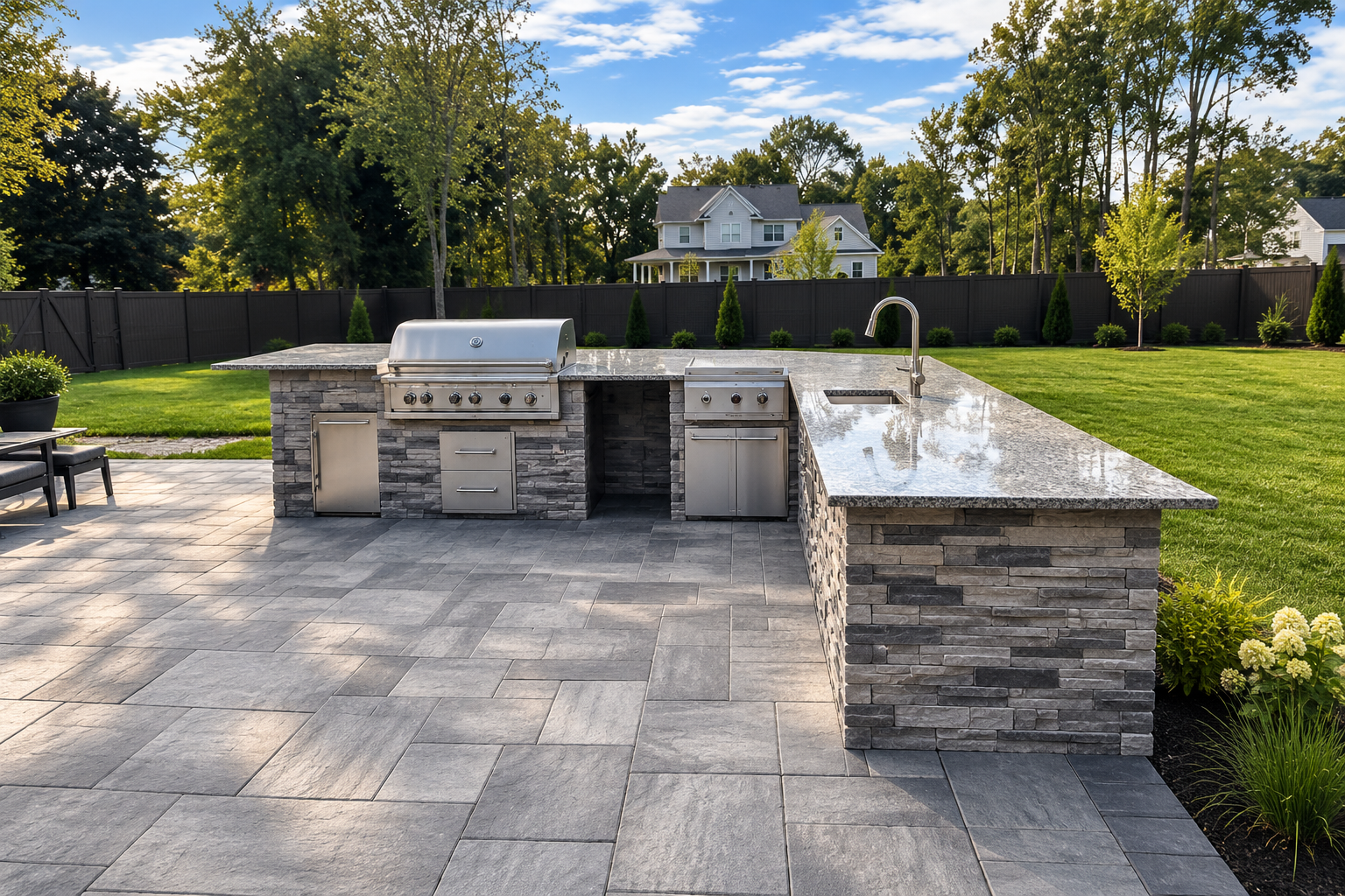 Paver Patio, Custom Outdoor Kitchen