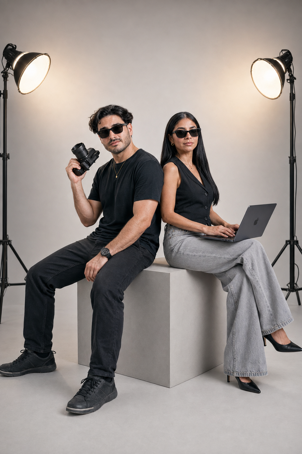 Ashley Escobar y equipo de producción de La Manejadora PR trabajando en creación de contenido y producción audiovisual.