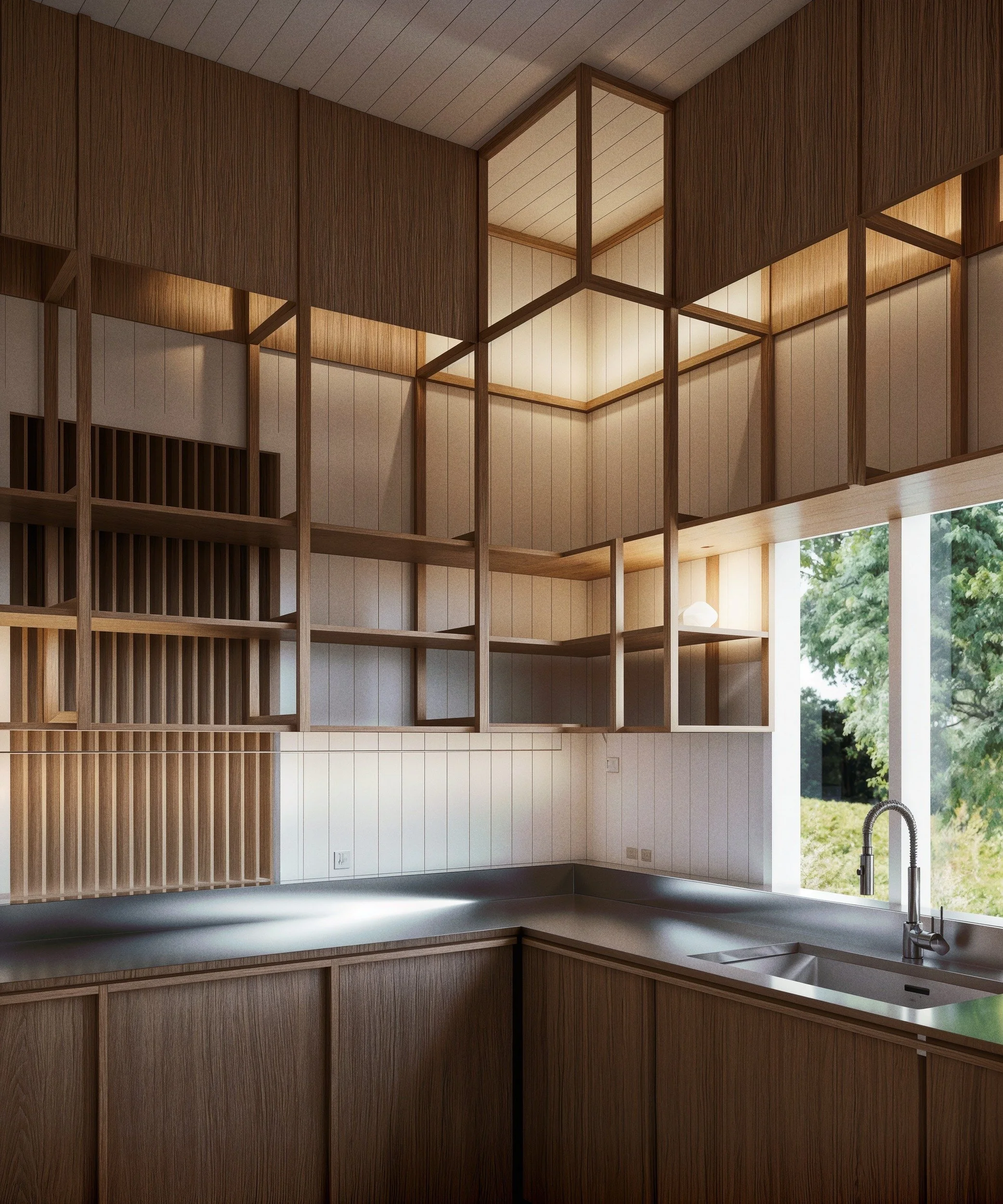 Stainless steel benchtop and garden window, Woolloongabba kitchen.jpg