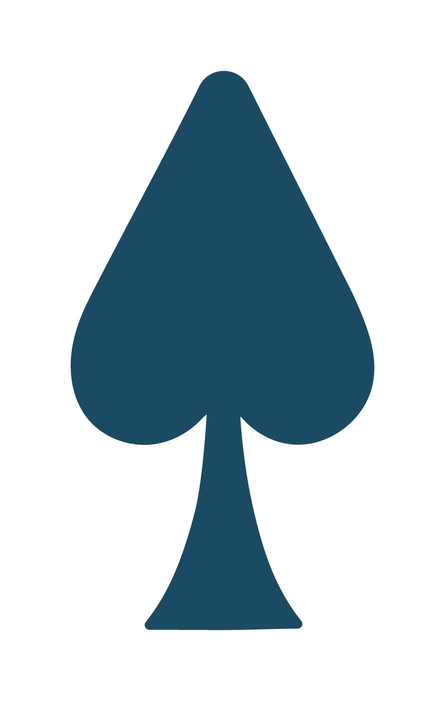 Jac Money stylised brand icon, depicting the spade symbol from a playing card.