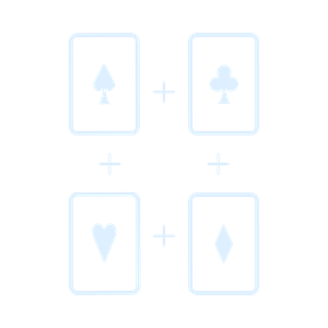 Four playing card suits combined with plus signs, representing Jac Money's mix-and-match marketing bundles.