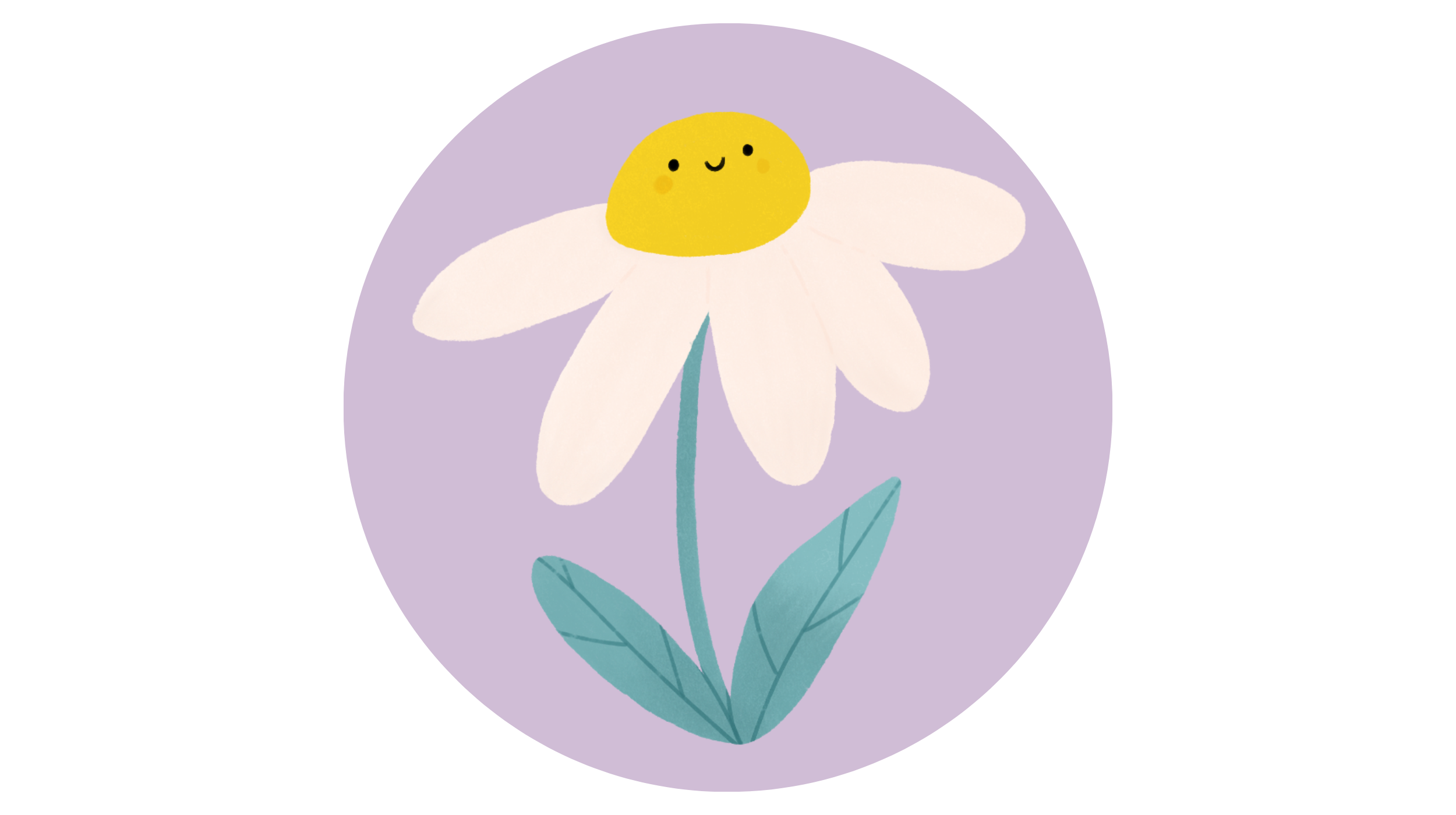Custom brand illustration of a smiling daisy character, designed by Jac Money for Eat Love Live, a Melbourne health practice.