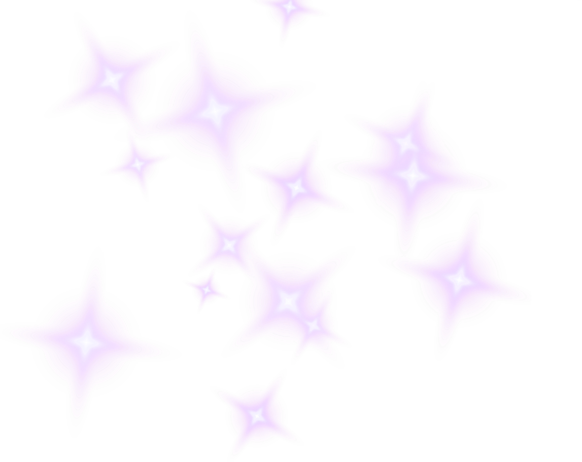 Digital illustration of glowing purple stars with white centers on a black background.
