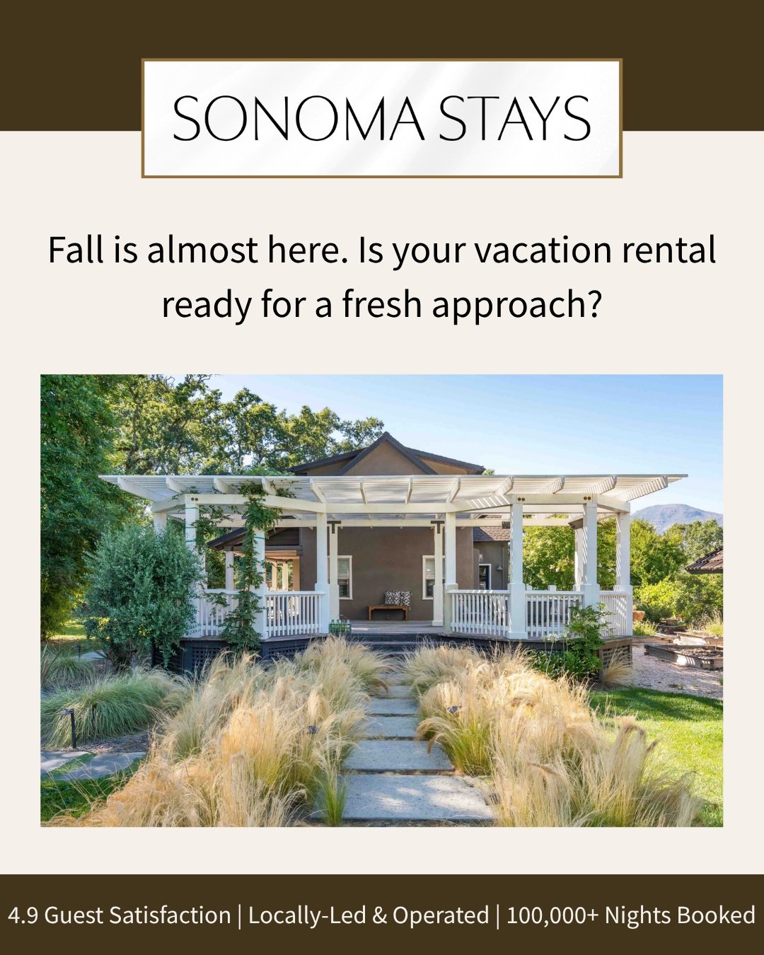 Fall is almost here, and the way your property shows up online matters more than ever. At Sonoma Stays, we believe in owner-first transparency. That means clear communication, a selective approach to partnerships, and growth built to last. If your va