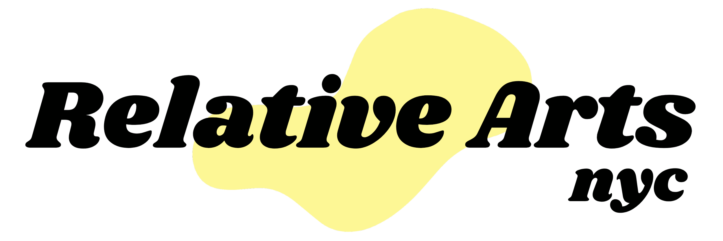 Stylized yellow speech bubble with black lowercase lettering on a black background