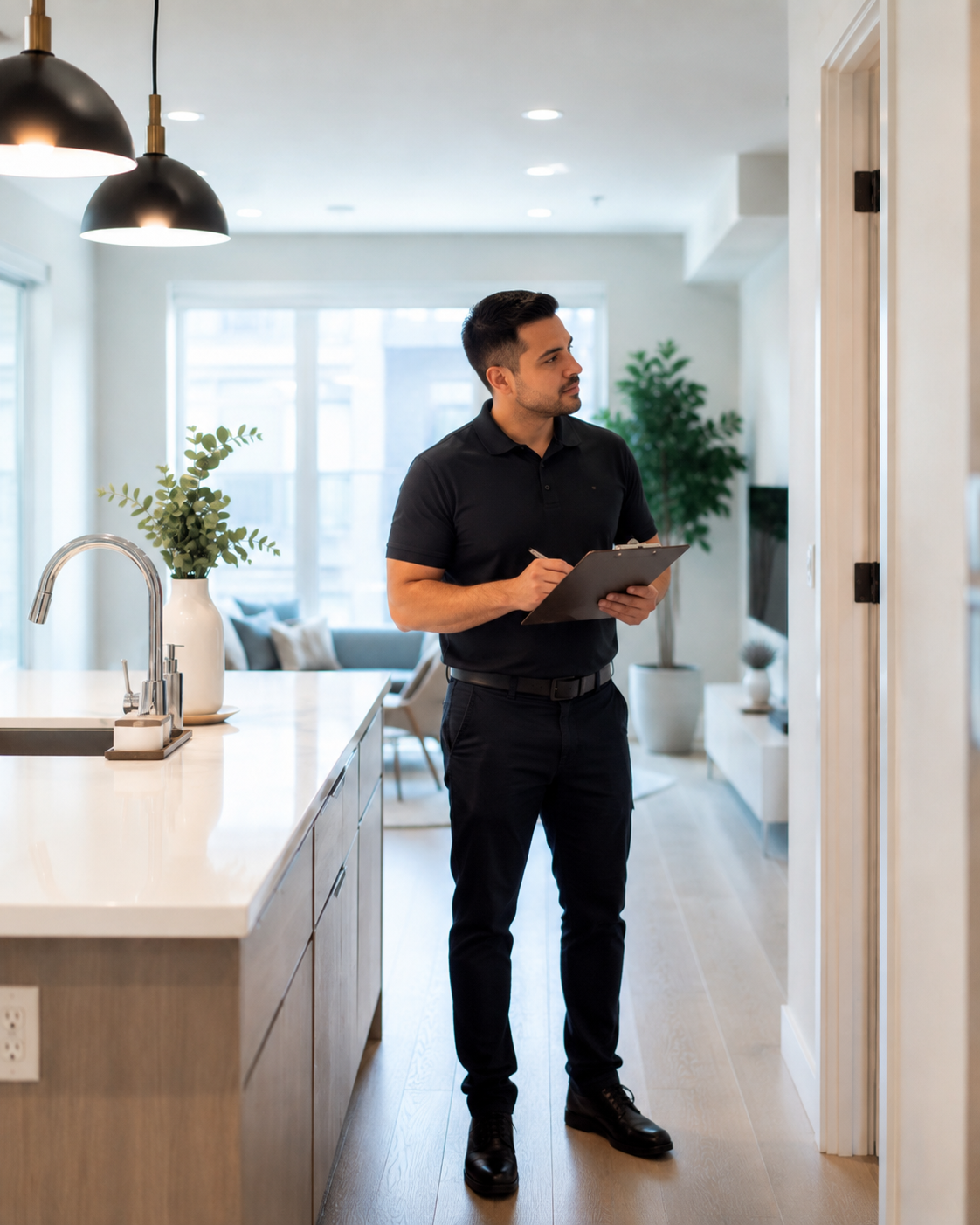 Neat Squad walkthrough for quote-based cleaning in a modern kitchen