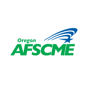 Oregon chapter logo of the American Federation of State, County and Municipal Employees (AFSCME) with a stylized blue star and swoosh.