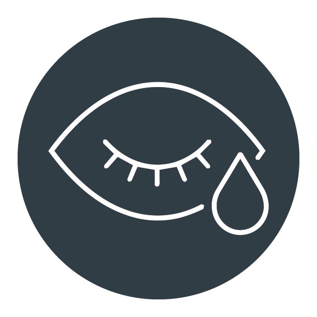 Line drawing of an eye with a tear, symbolizing eye health or emotional expression.