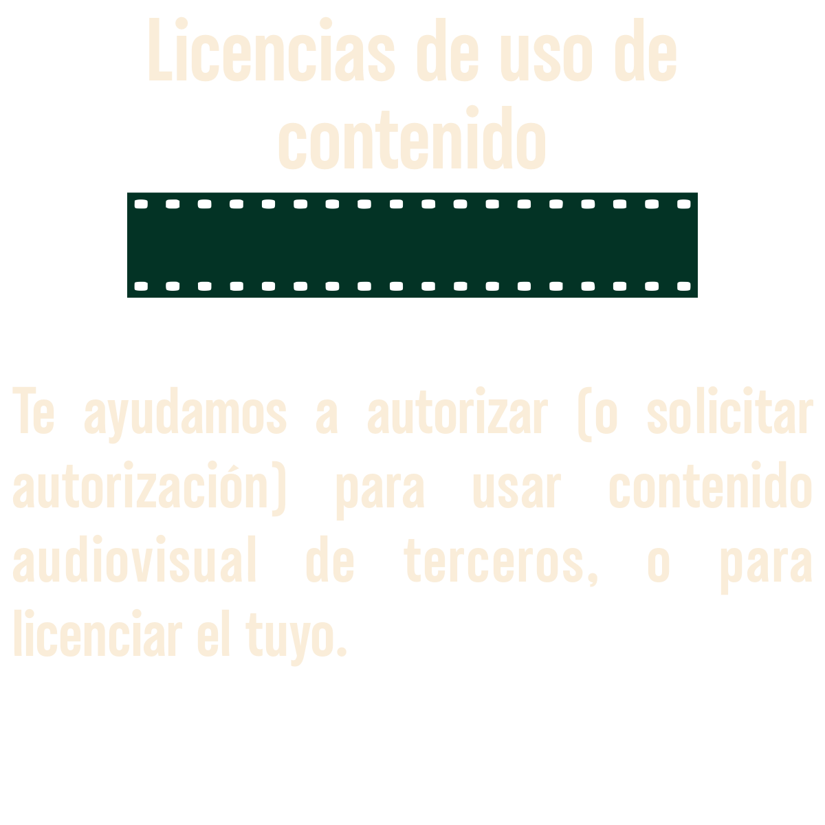 Información sobre licencias de uso de contenido audiovisual, solicitando autorización para usar contenido de terceros.