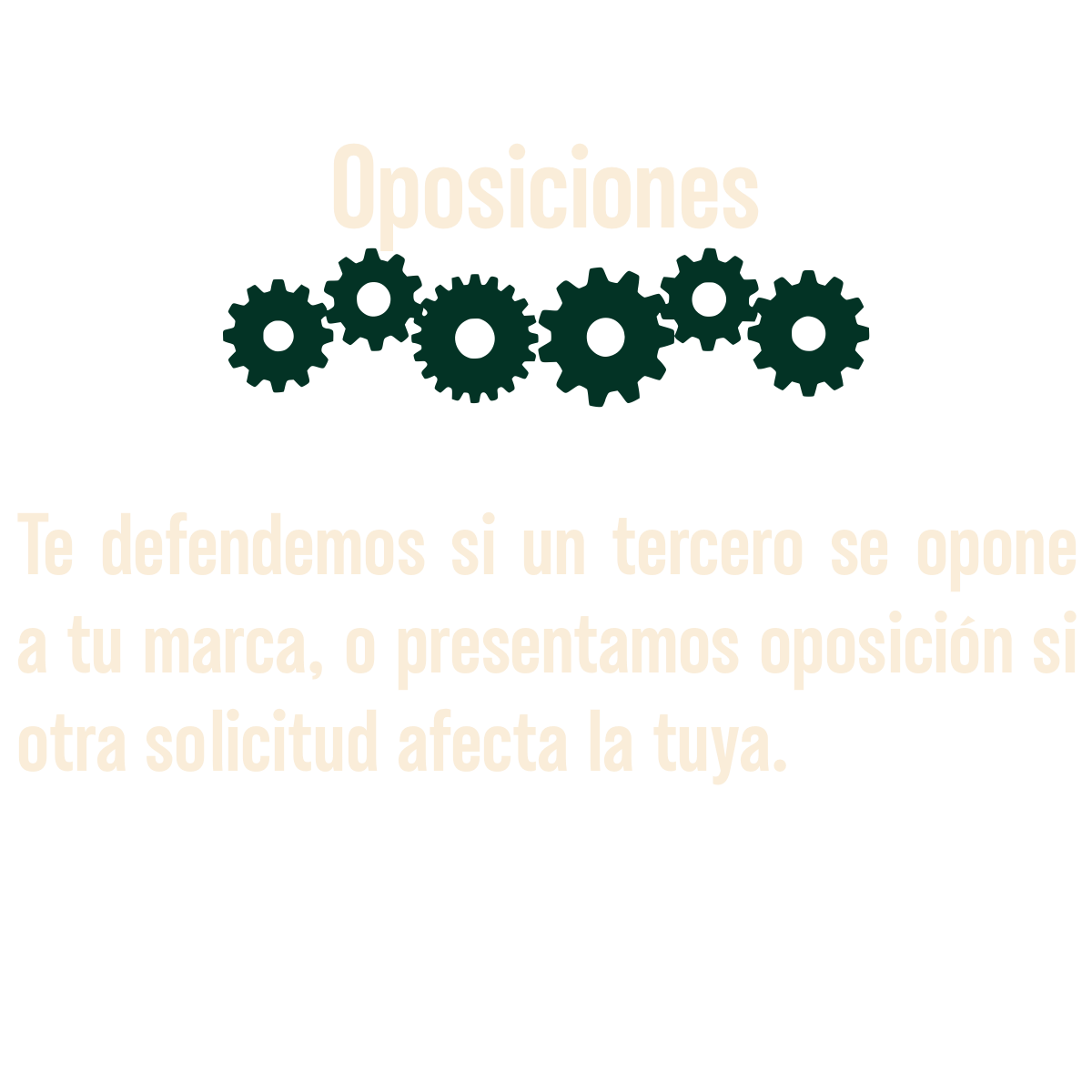 Mensaje sobre la protección en oposiciones, con iconos de engranajes.