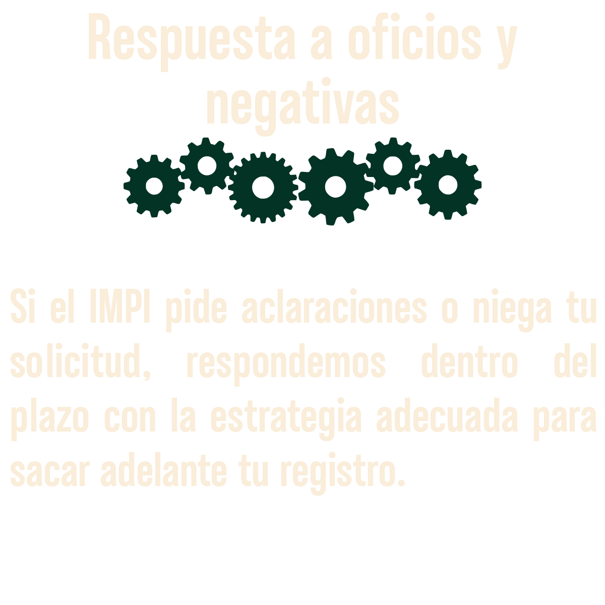 Instrucciones para responder a oficios y negativas, con engranajes en el centro.