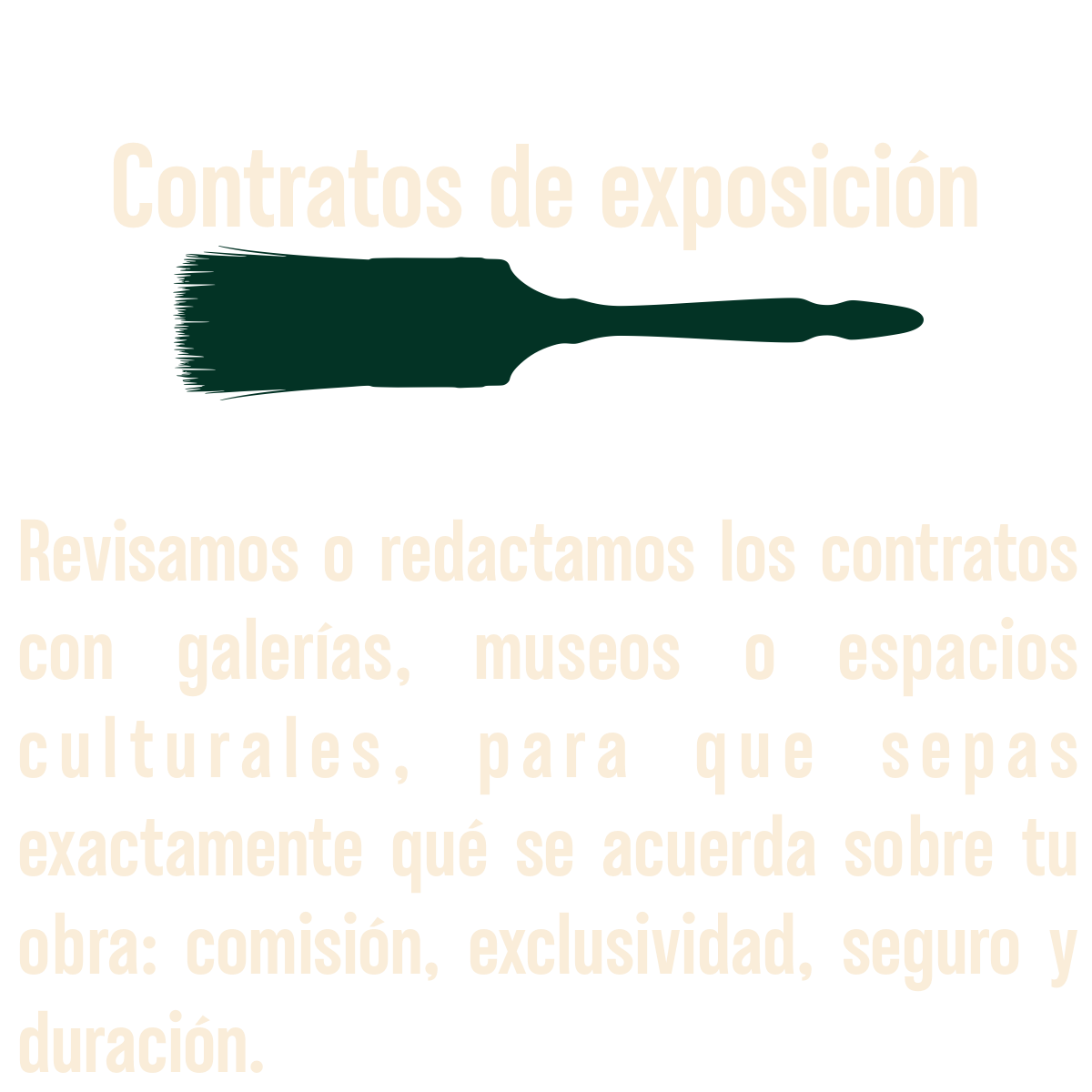 Texto sobre contratos de exposición con un icono de pincel