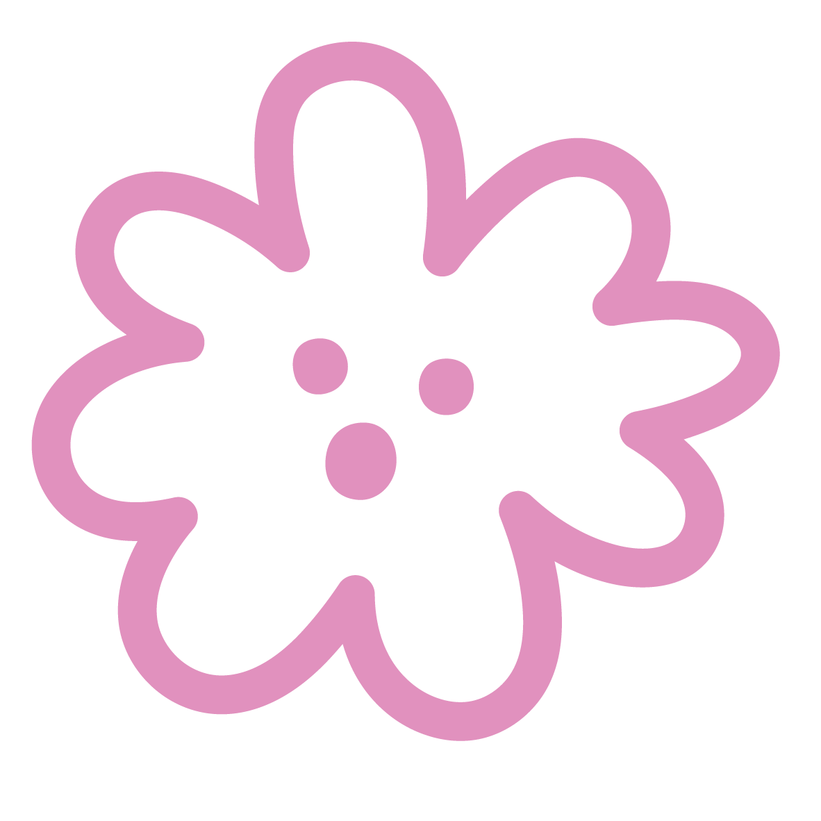 Innate Play Therapy Pink outline of a five-petal flower on a black background.
